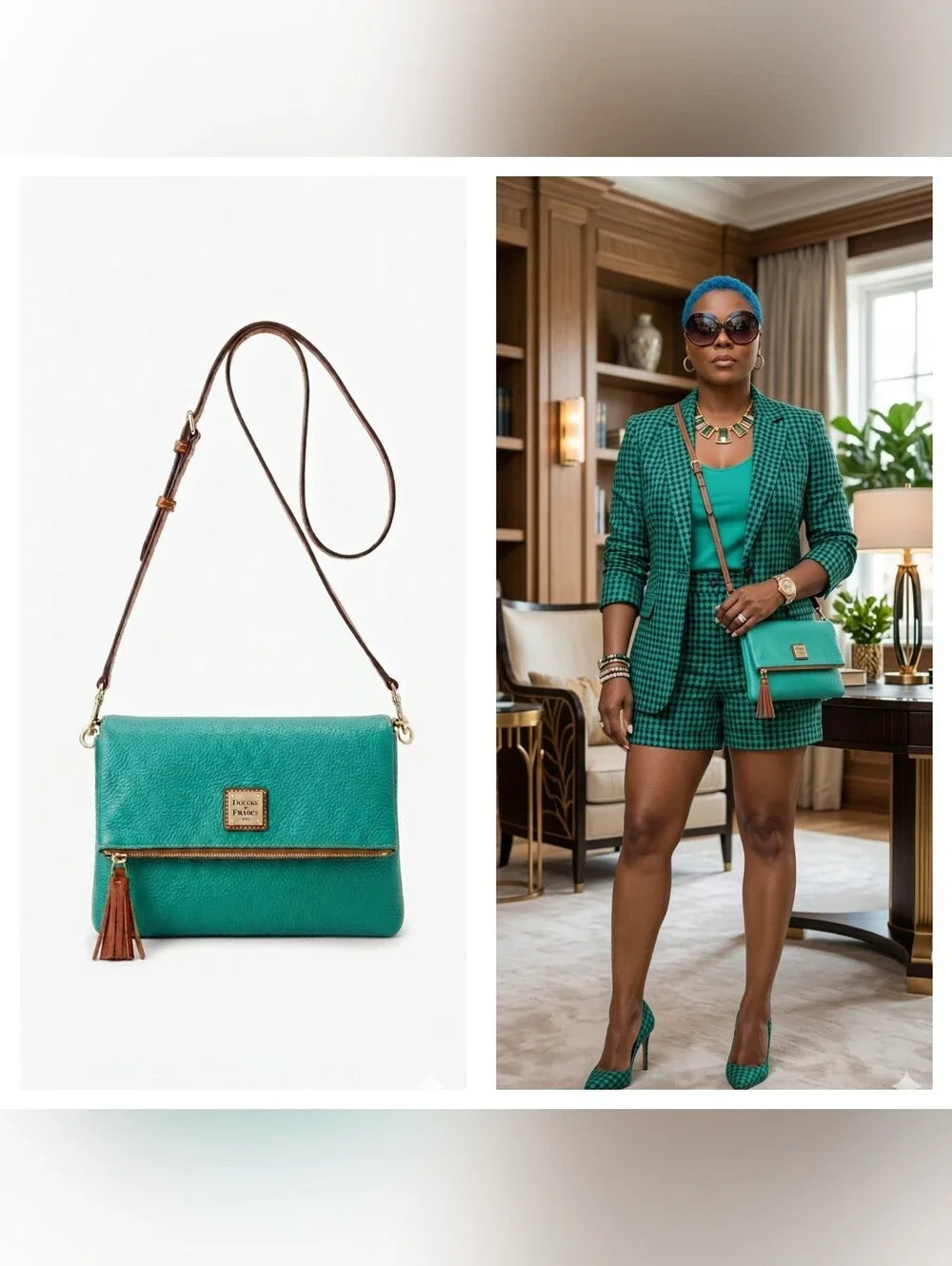 Dooney & Bourke Teal Leather Crossbody Bag NWOT